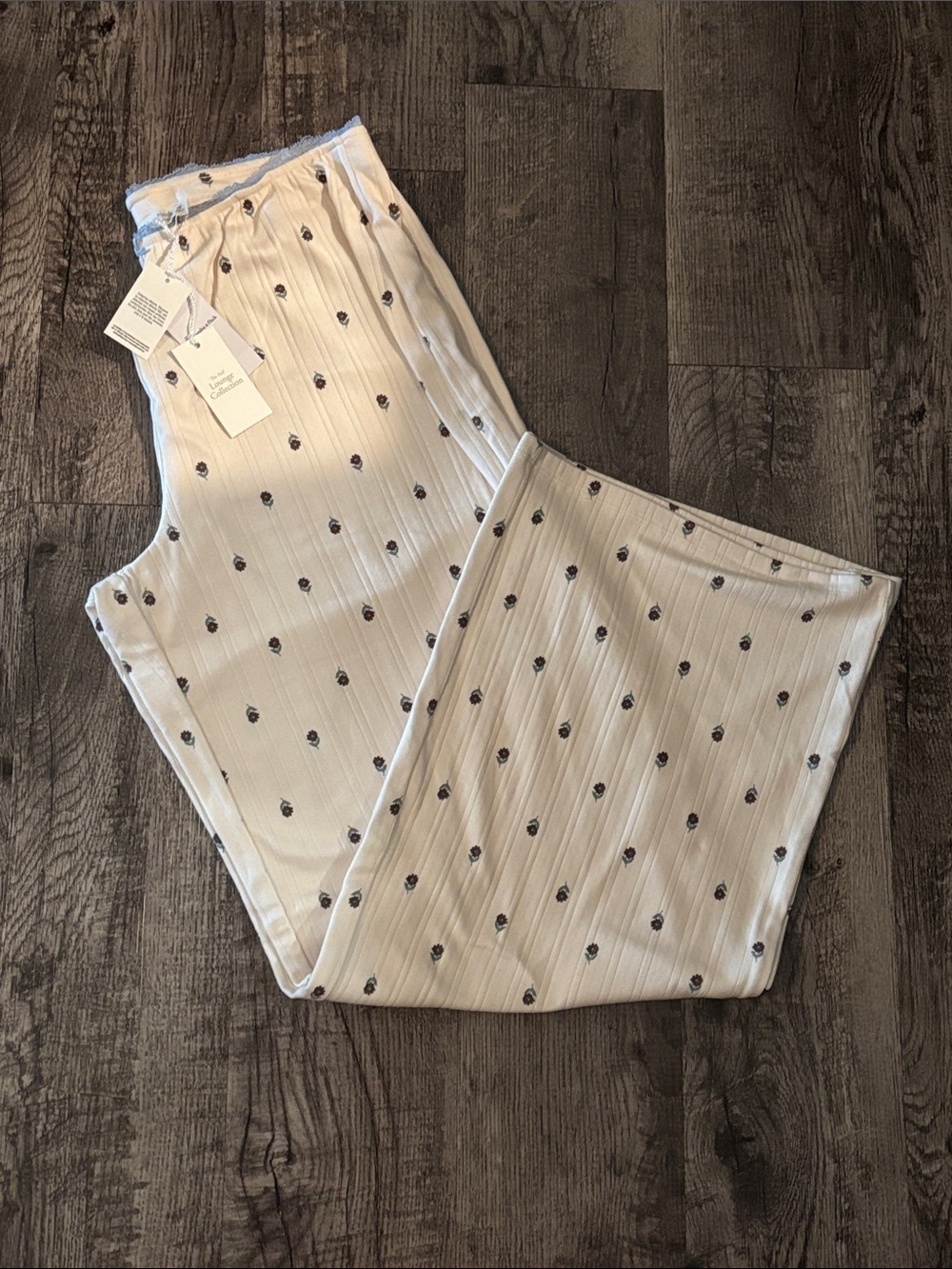Abercrombie & Fitch Pajama Pants - Cream with Flowers - Size Medium